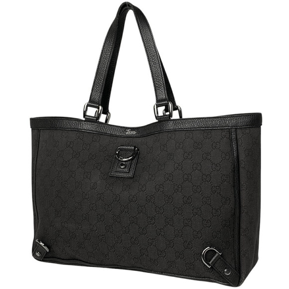 Gucci Black Bag GG Brown Tote Abbey Canvas - Picture 1 of 6